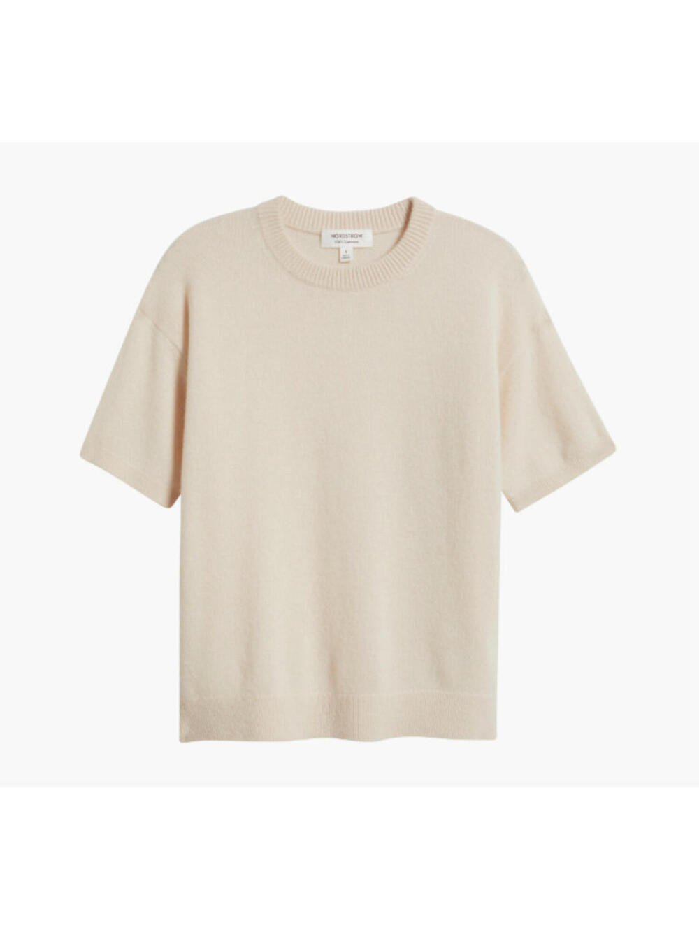NEW, Nordstrom Short Sleeve Cashmere Sweater in Ivory sand Sz XXL #S7584